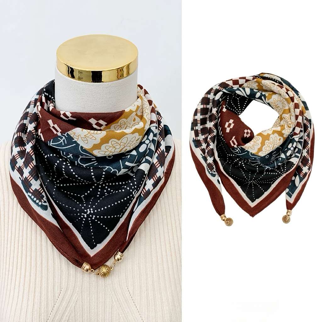 Comfortable Exquisite Versatile Square Women Scarf With Bohemian Floral Design