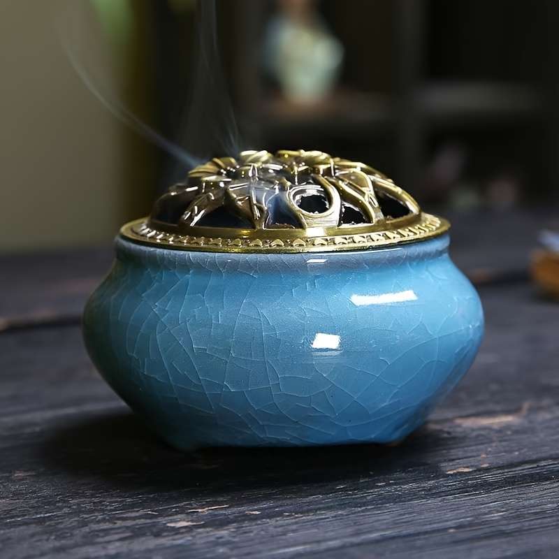 Incense Burner Model  Ice Crack Censer   Sky Blue Light Blue