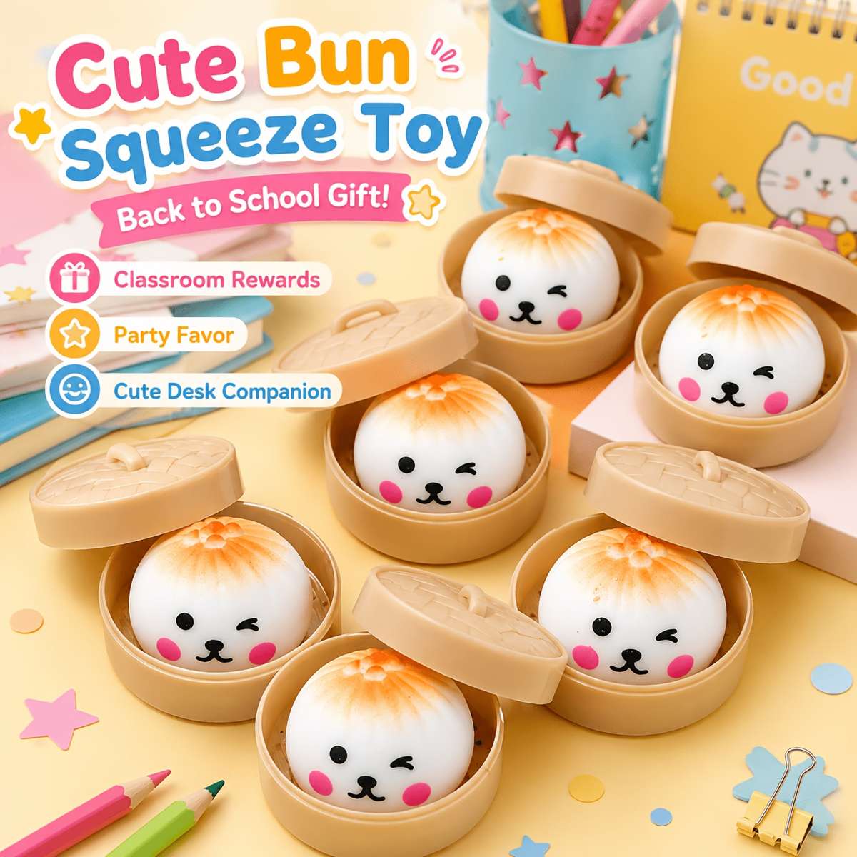 Squeezable Toys Style 2Pcs1 Steamed Bun 1 Steamer Set