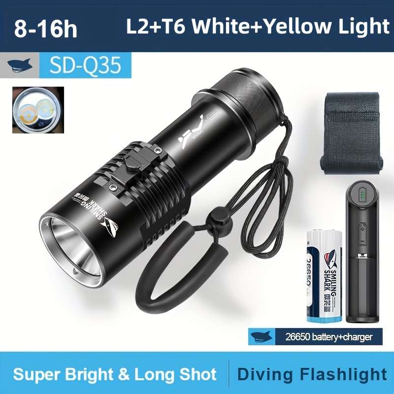 Efficient 1Pc Smiling Shark Dive Light Diving Flashlight Professional Reliable