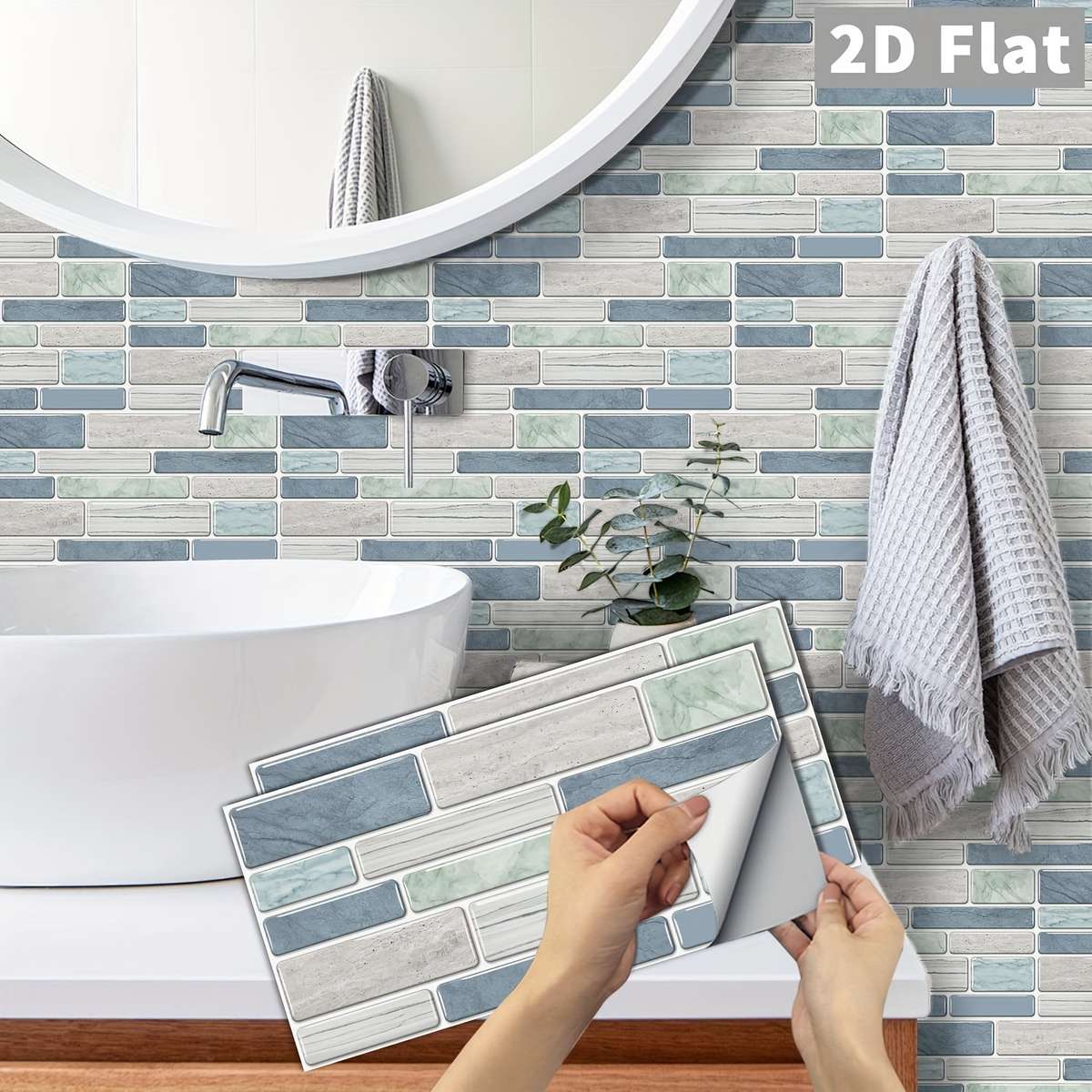 31PCS Luxury Waterproof Self Adhesive Imitation Ceramic Tile Wall Stickers