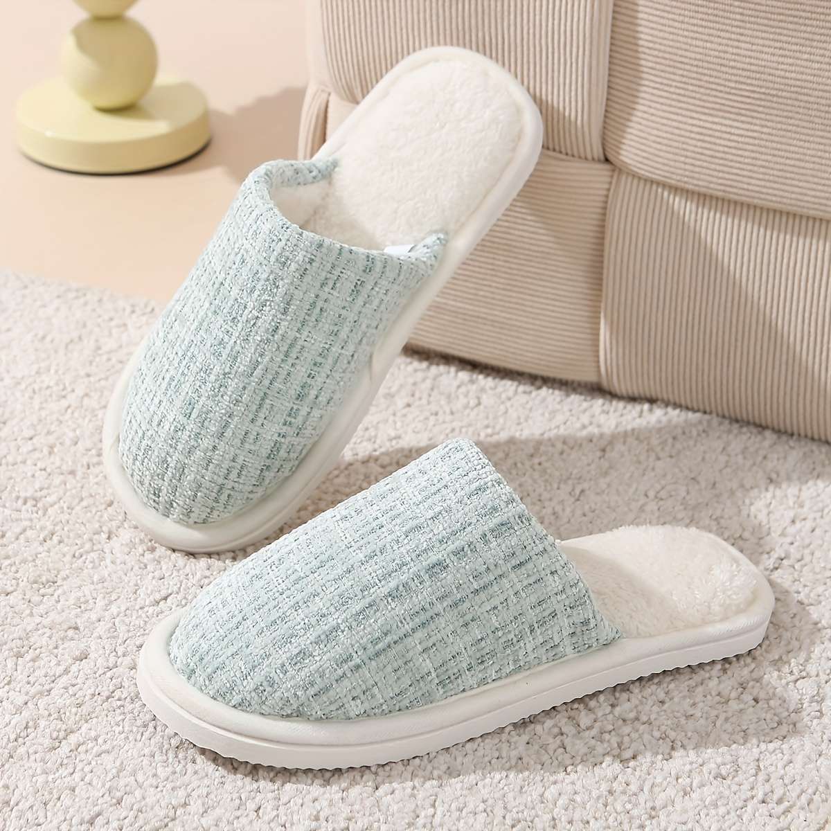 Cotton Slippers Color Light Green Sizeuk 3.5-4