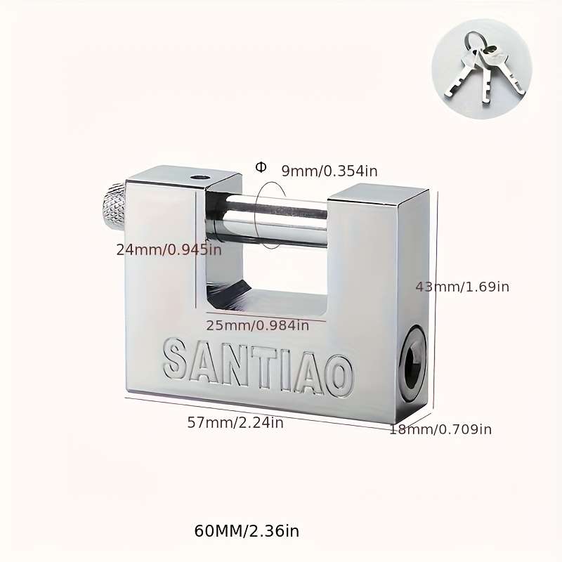 Lock Model 80Mm 3.15In 1Pc 1 Lock With 3 Keys