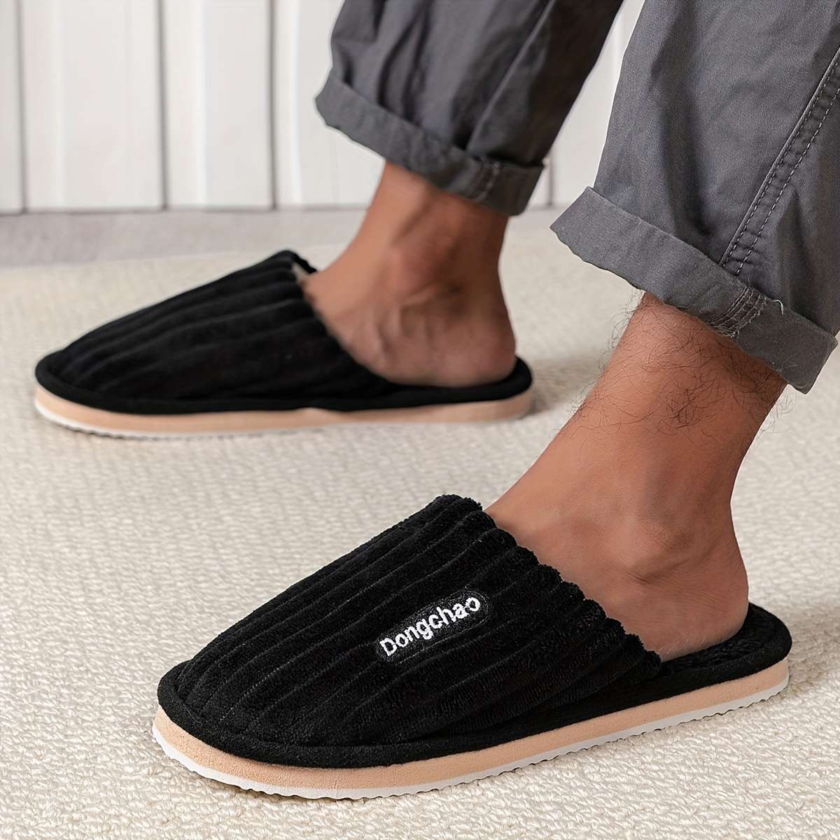 Cotton Slippers Color Black Sizeuk 7.5-8