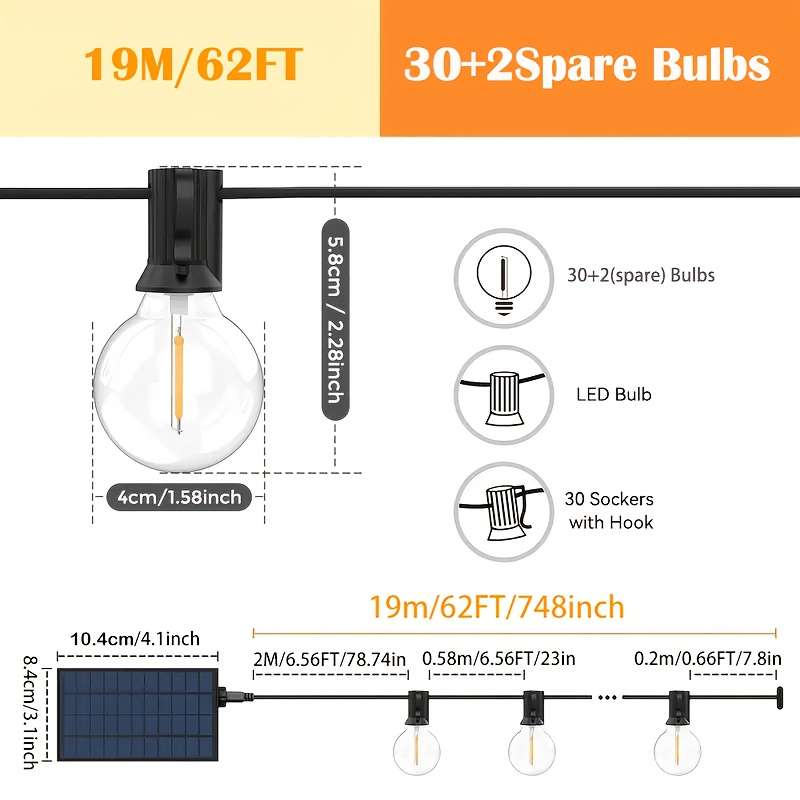 32Pc S Outdoor String Lights Eter 18.29M