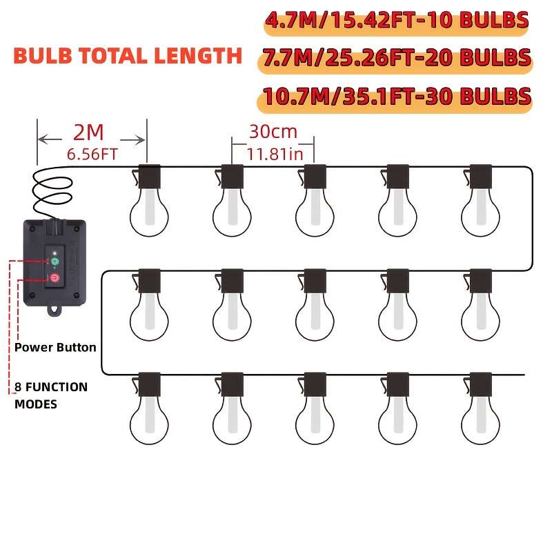 String Lights Capacity 7.7 Meters 20 Lights Warm White