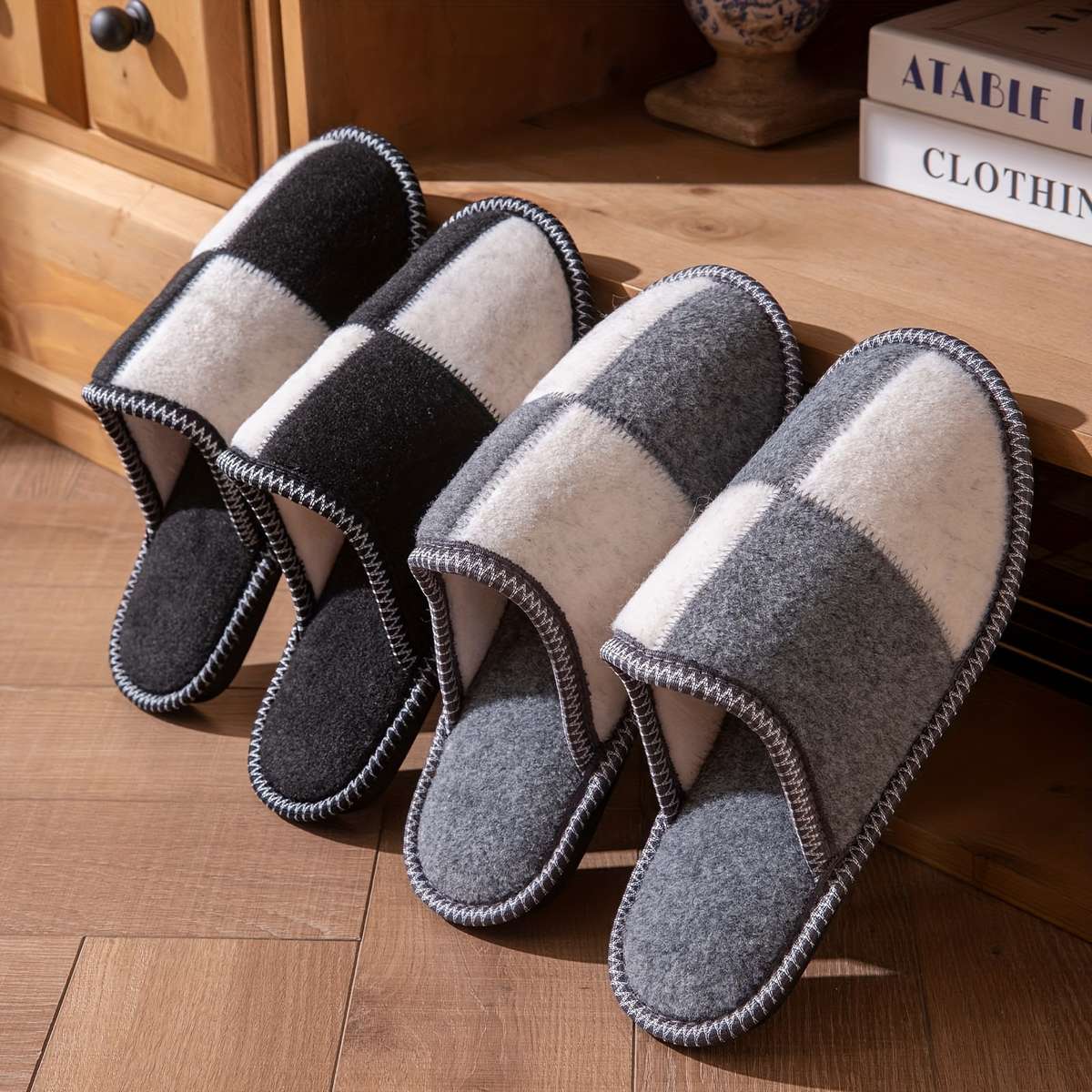 Cotton Slippers Color Grey Sizeuk 7.5-8