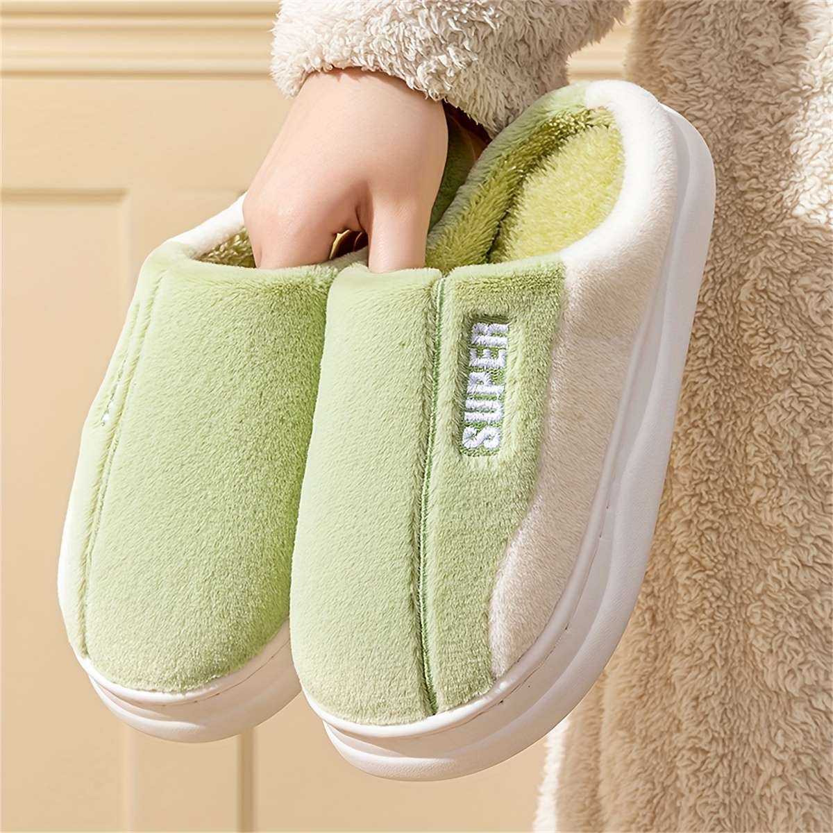 Cotton Slippers Color Bean Paste Sizeuk 6.5-7