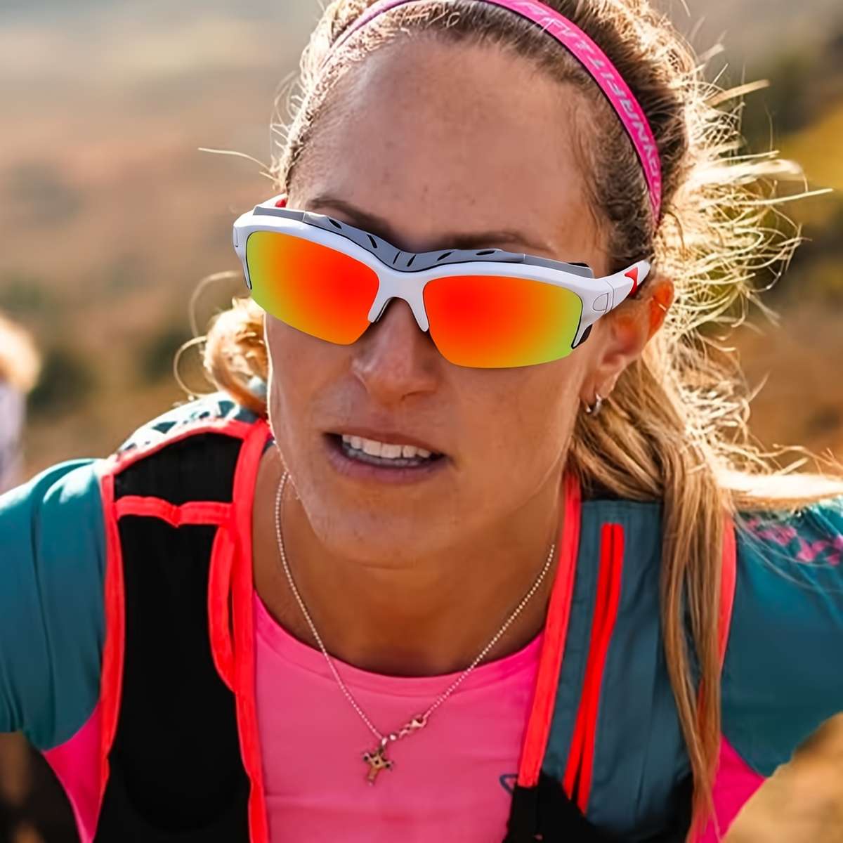 Cycling Glasses Color 2Pc Red Golden  White Orange