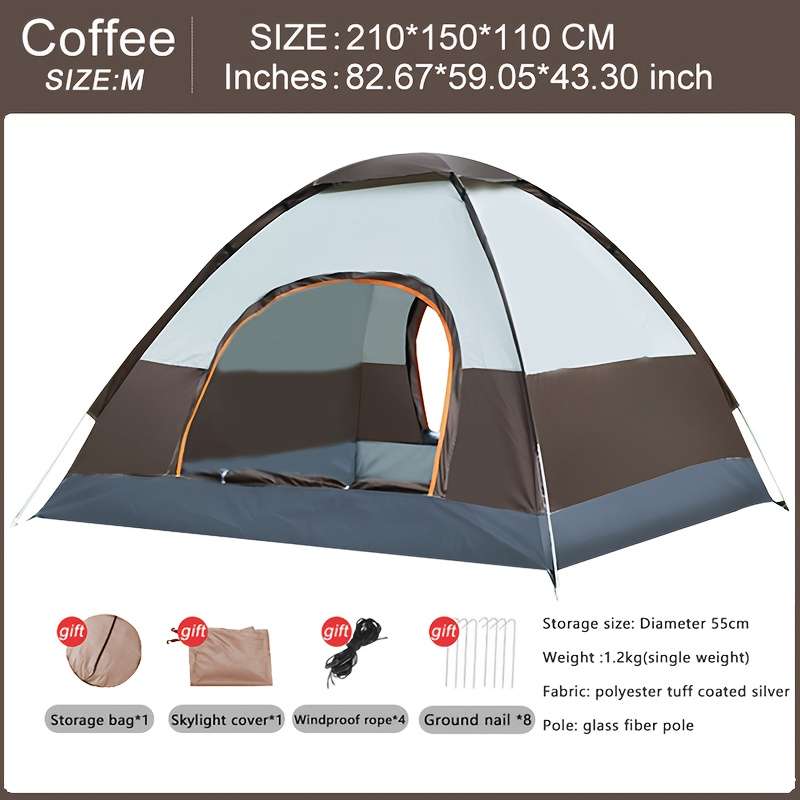 Premium Dome Shaped Matched One Room Two Door Tent Can Be Thrown Opened Co Blue