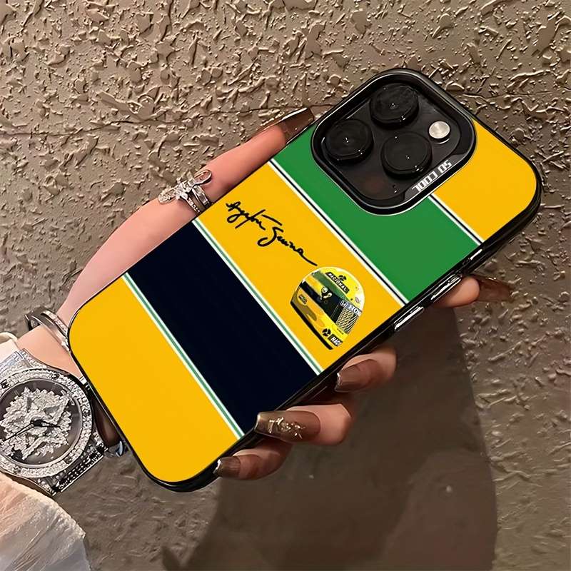 1Pc Black For iPhone 15 Pro Max Racing Helmet Doodle Phone Case