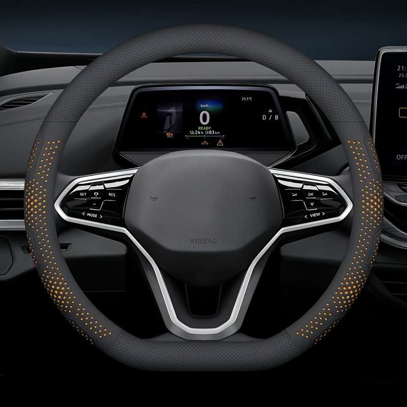 Car Steering Wheel Cover Shape D, All Black