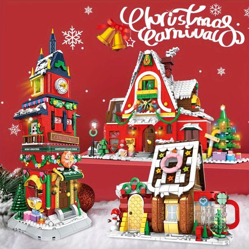 Building Toy Architectural Model Toy Set Style Holiday Season House Blocks