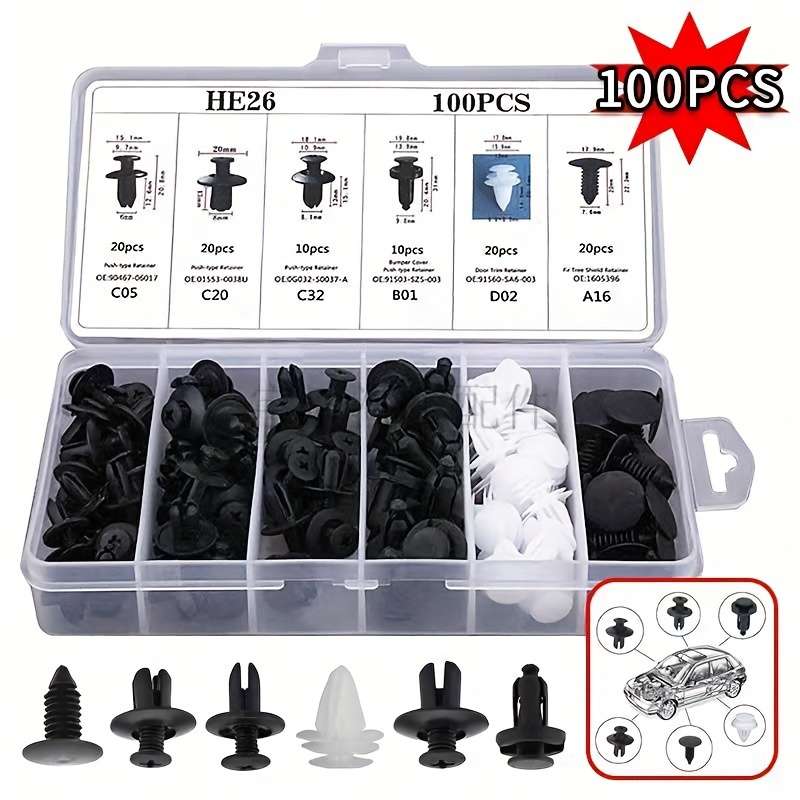 100Pcs Premium Durable Universal Car Retainer Clips Plastic Fasteners Equipment