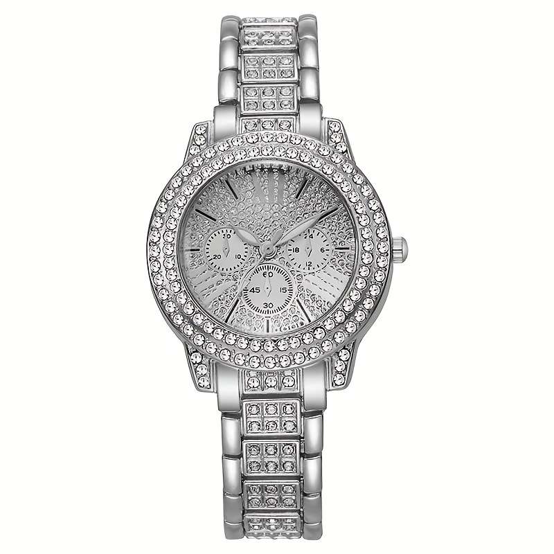 Classic Women Quartz Watch Simple Jewelry 1864 Silvery Set 6 Piece Womens