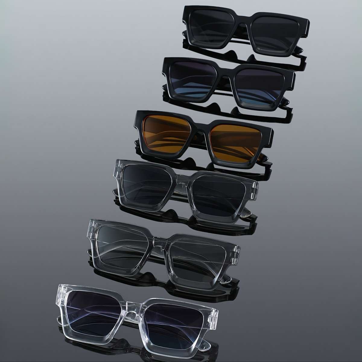 Glasses Color 6Pcs Black Gray Blue Orange Transparent Gray