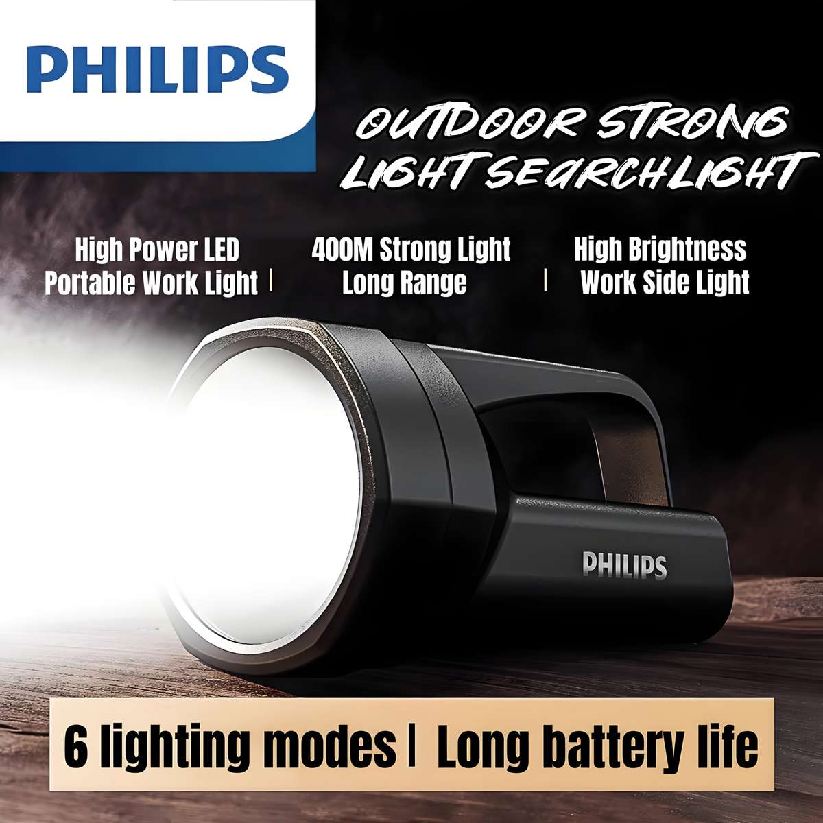 Portable Philips Flashlight 1Pc Work Side Light Type Emergency Reliable