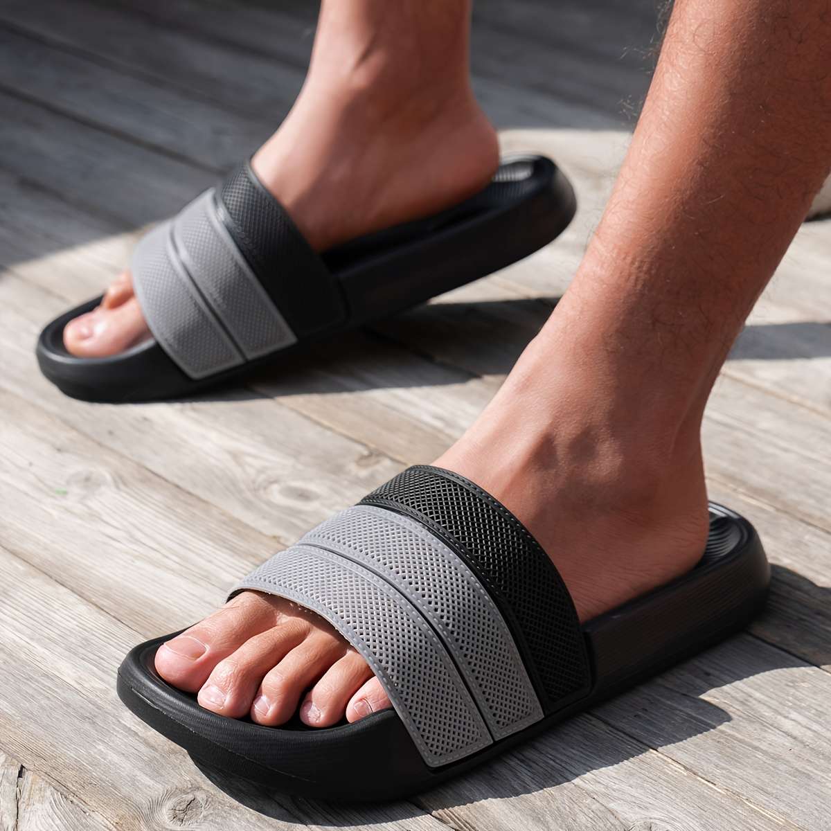 Men Slippers Summer Style Black Size Uk 9.5 To 10