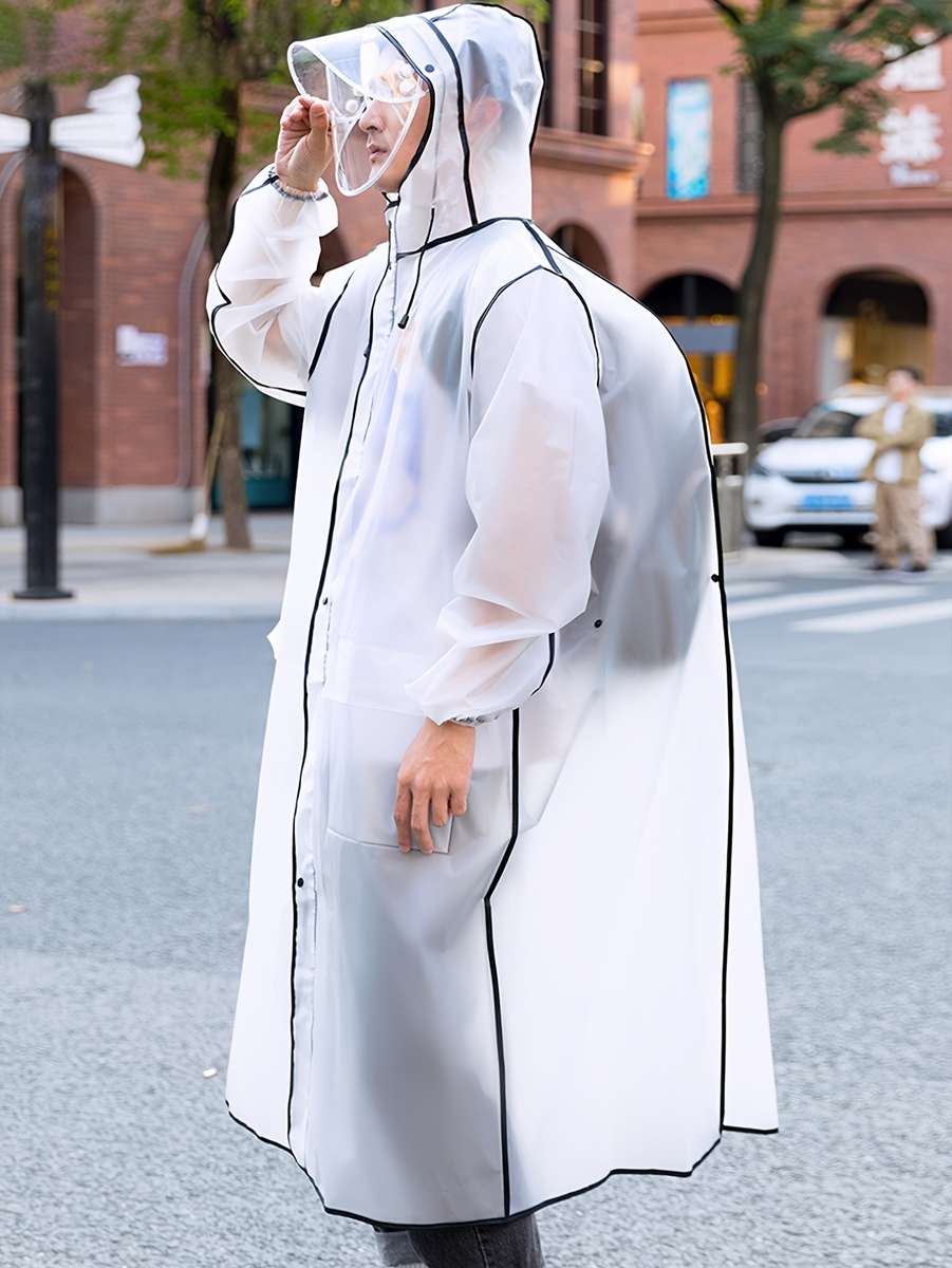 Raincoat Transparent Black Border Size L