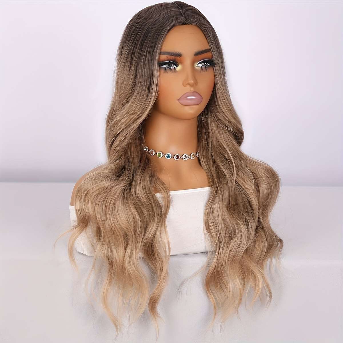 Women S Wigs Brownyellow Gradient Hair Length66.04Cm