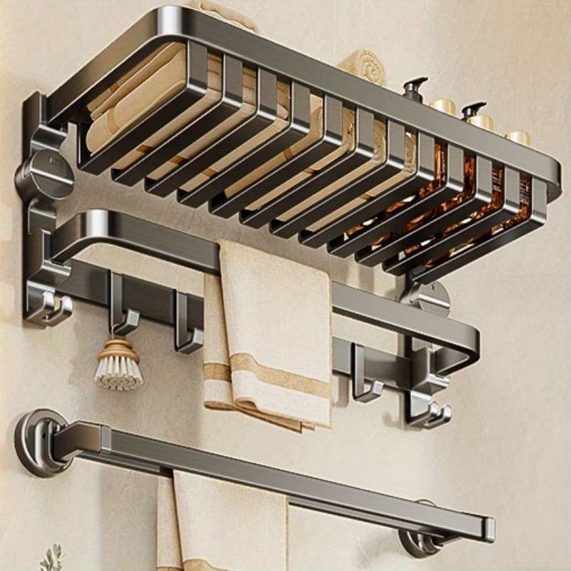 Bathroom Storage Rack Size Suction Cup Mesh Basket Towel Rack 7Piece Set