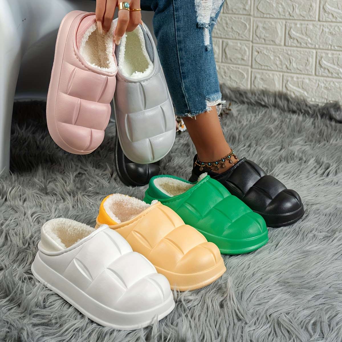 Cotton Slippers Color White Sizeuk 6.5-7