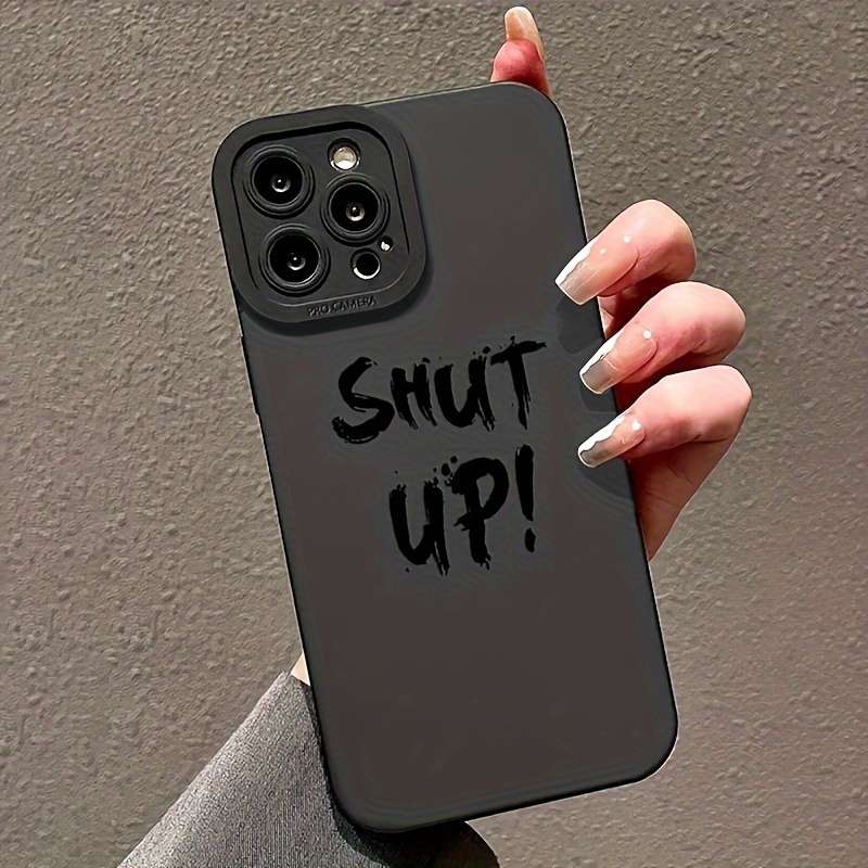 1Pc Black For iPhone 15 Plus Slogan Pattern Phone Case
