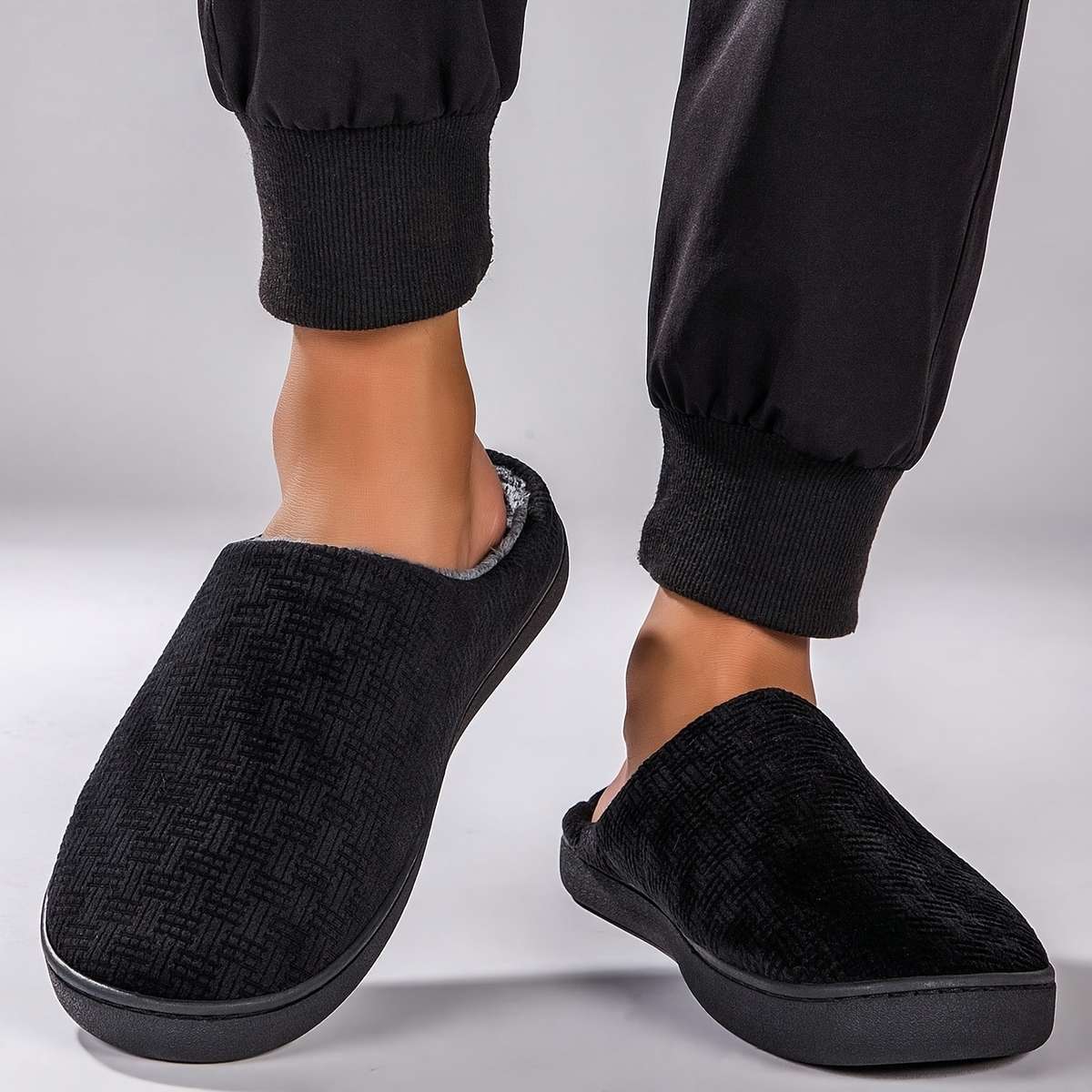 Cotton Slippers Color Black Sizeuk 8.5-9
