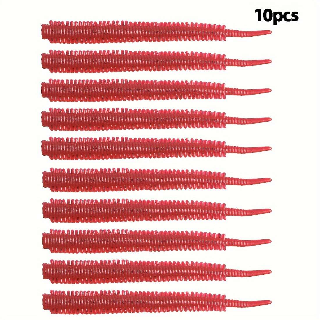 10pcs Turiou Realistic Red Worm Soft Lures 8cm Floating TPR Material Needle Tail Design Art