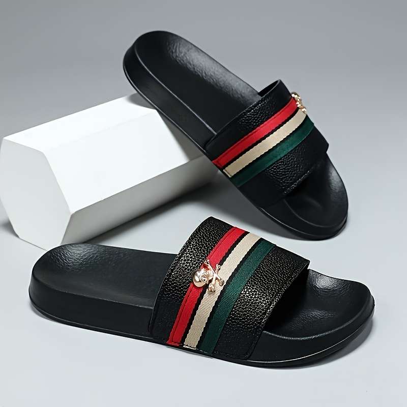 Men Slippers Summer Style Black Size Uk 7