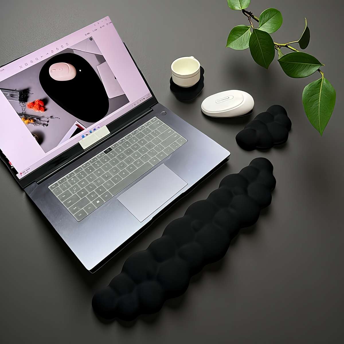 3Pcs Modern Waterproof Ergonomic Memory Foam Mouse Wrist For Pc Gamers Black