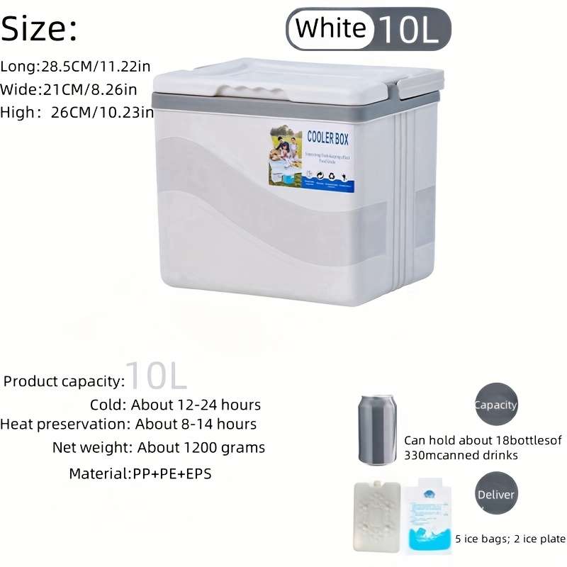 Refrigerator Color White Capacity10L 5 Ice Packs 2 Ice Plates