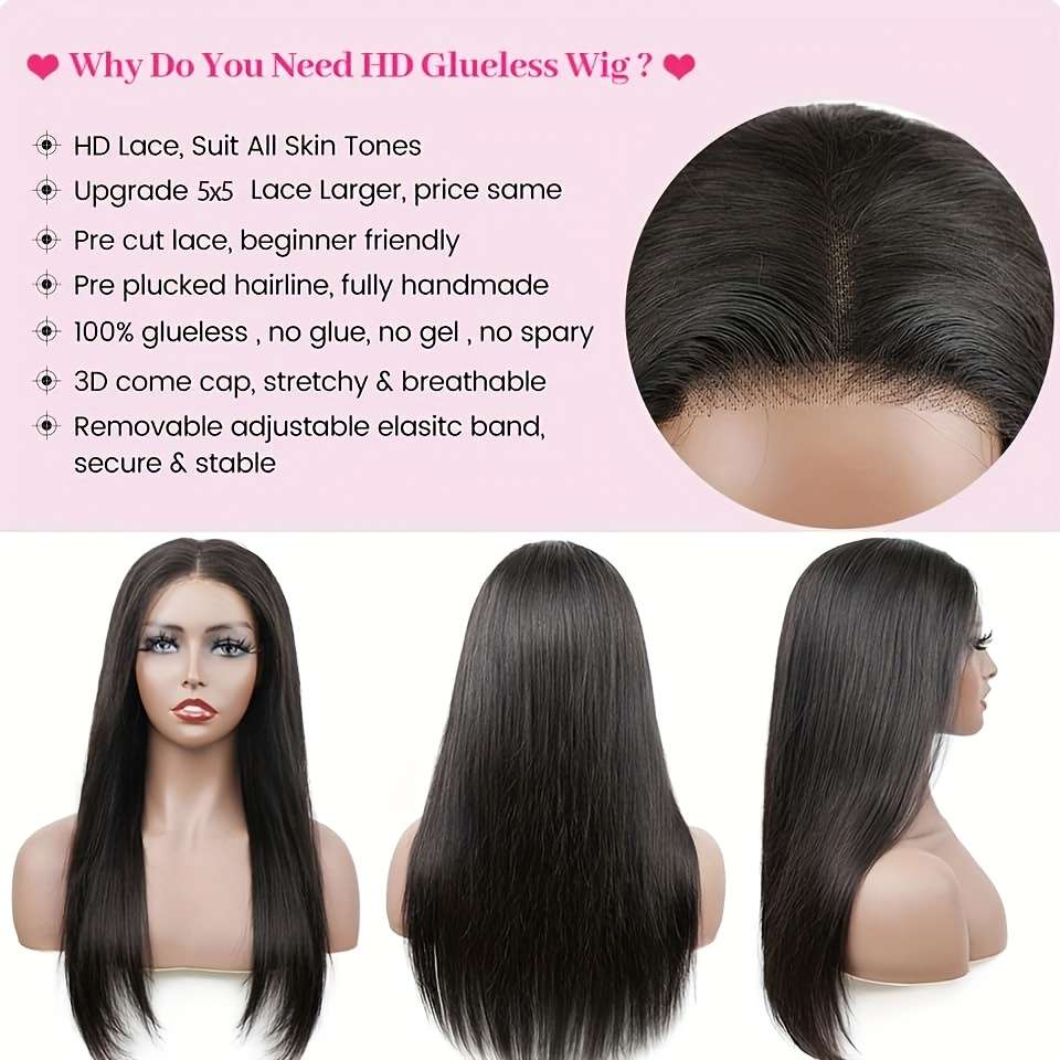 Natural Black Womens Wigs Hair Length 40.64Cm