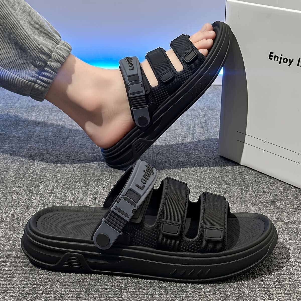 Sandals Color Black Gray Size Uk 8.5 9