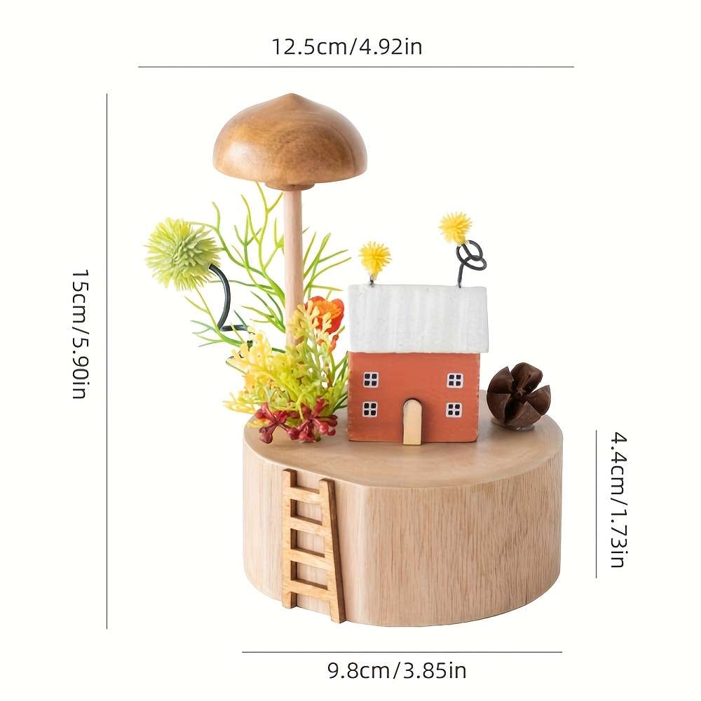 Building Toy Architectural Model Toy Set Items Wooden Mushroom House   Orange