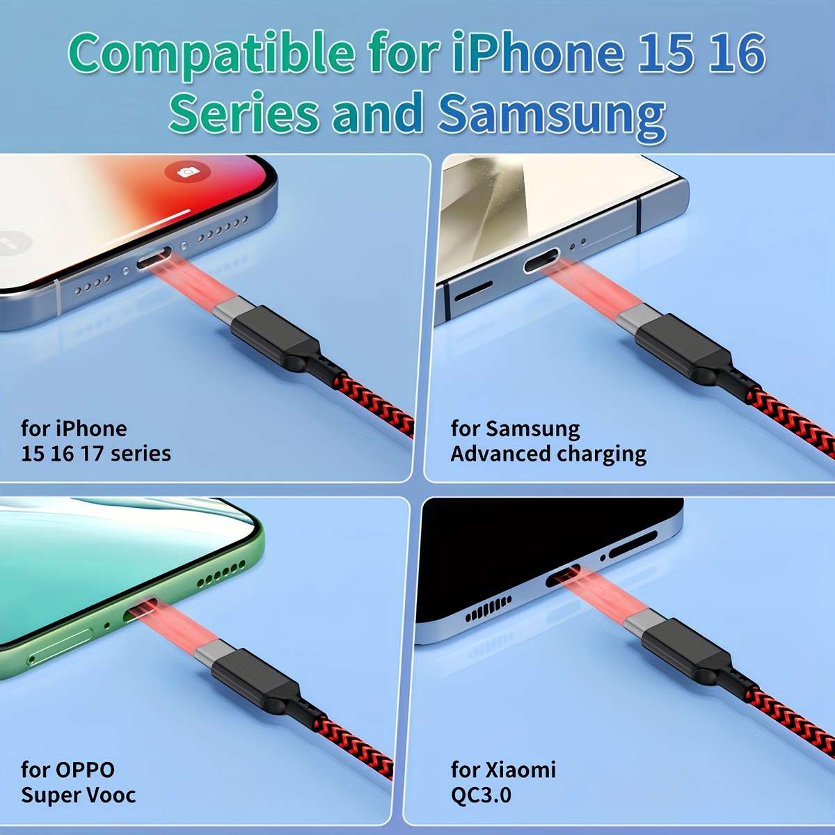 Charging Cable Color Blueblack Size100Cm 3.3Ft 39Inch