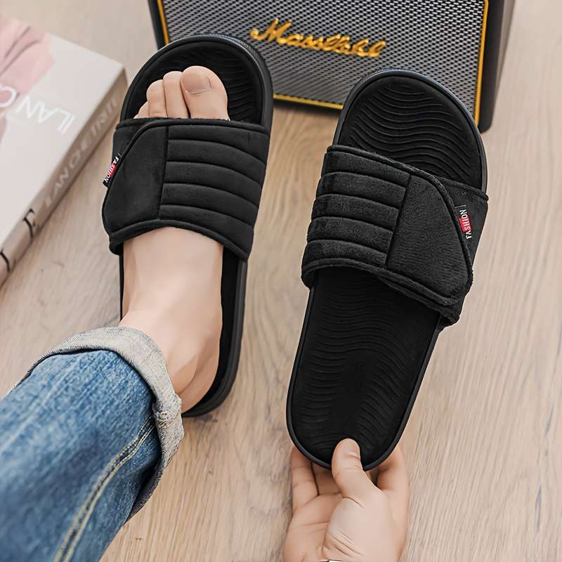 Men Slippers Summer Style Black Size Uk 7