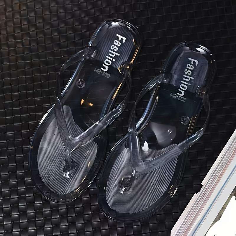 Ladies Summer Flip Flops Transparent Red Uk 6