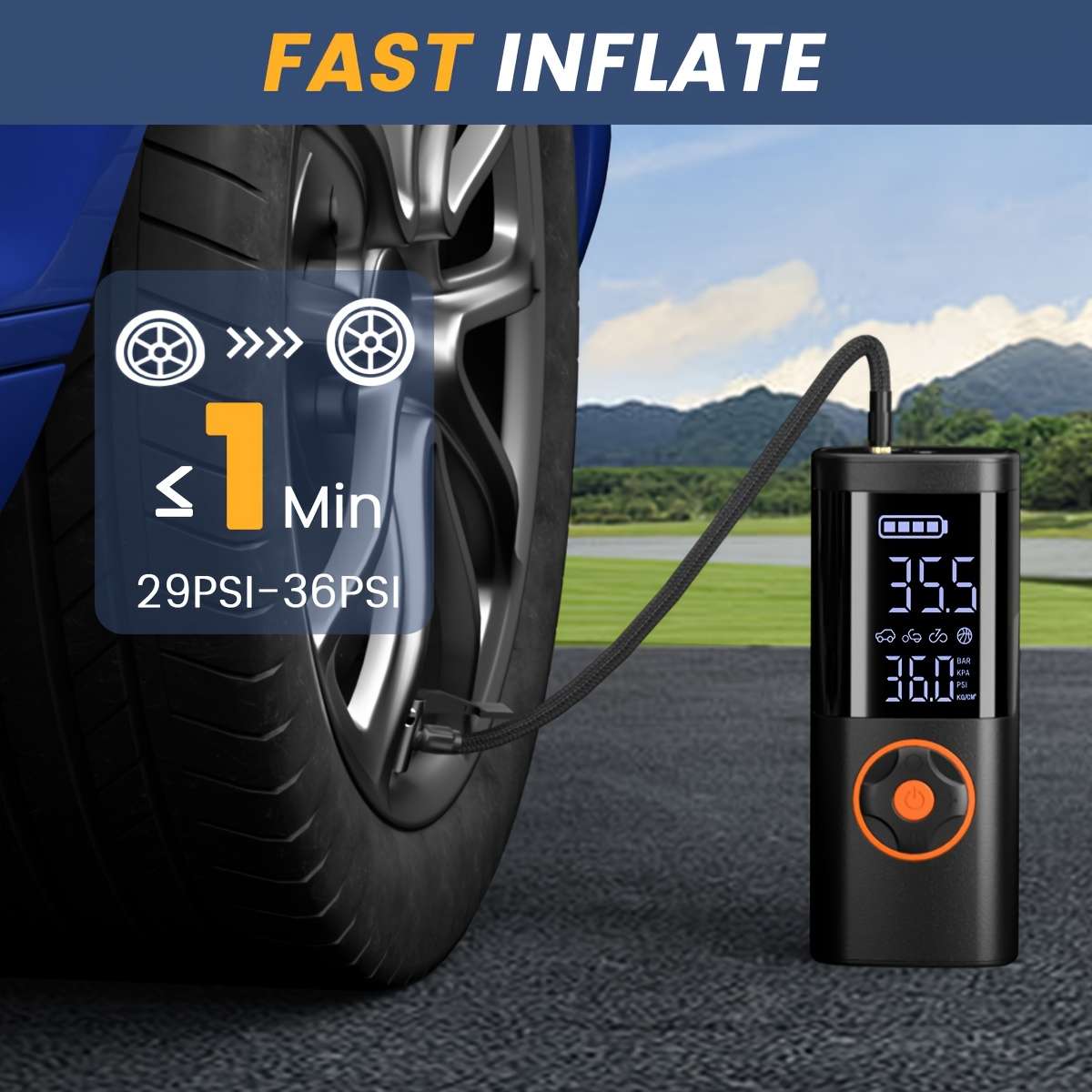 Premium Solid Multi Functional Emergency Portable Tire Inflator With For Car