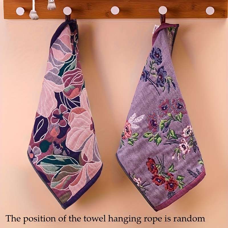 Towel Color 2Pcs Purple Courtyard Flower Narrative