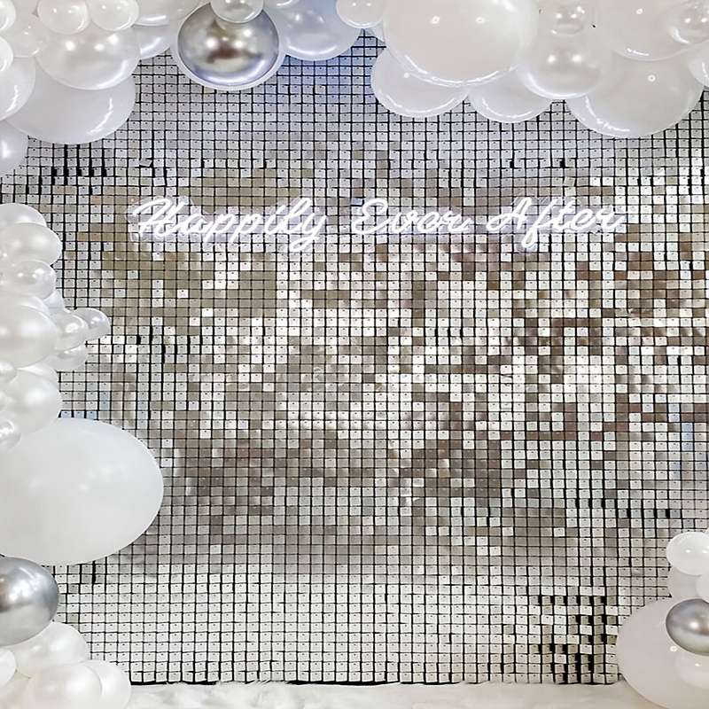 2Pcs Classic Modern Durable Golden Sequin Backdrop With For Festive Celebration 1X2M