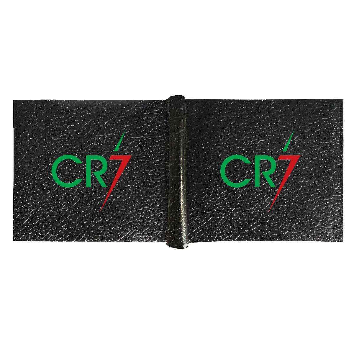 Cr7 Men'S Sleek Black Faux Leather Bifold Wallet With Card Holdercompact Multifunctional