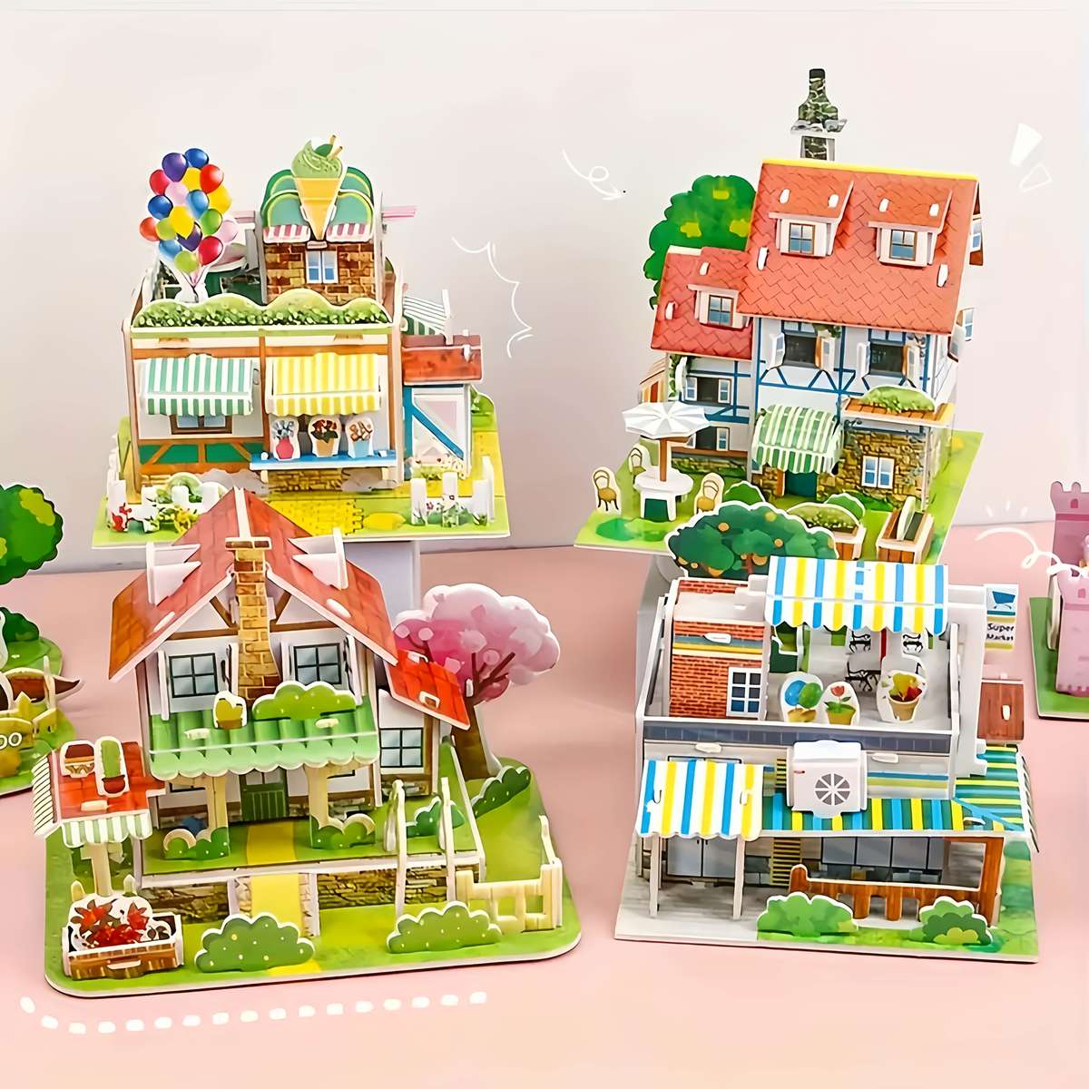 Building Toy Architectural Model Toy Set Style 4Pcs Set