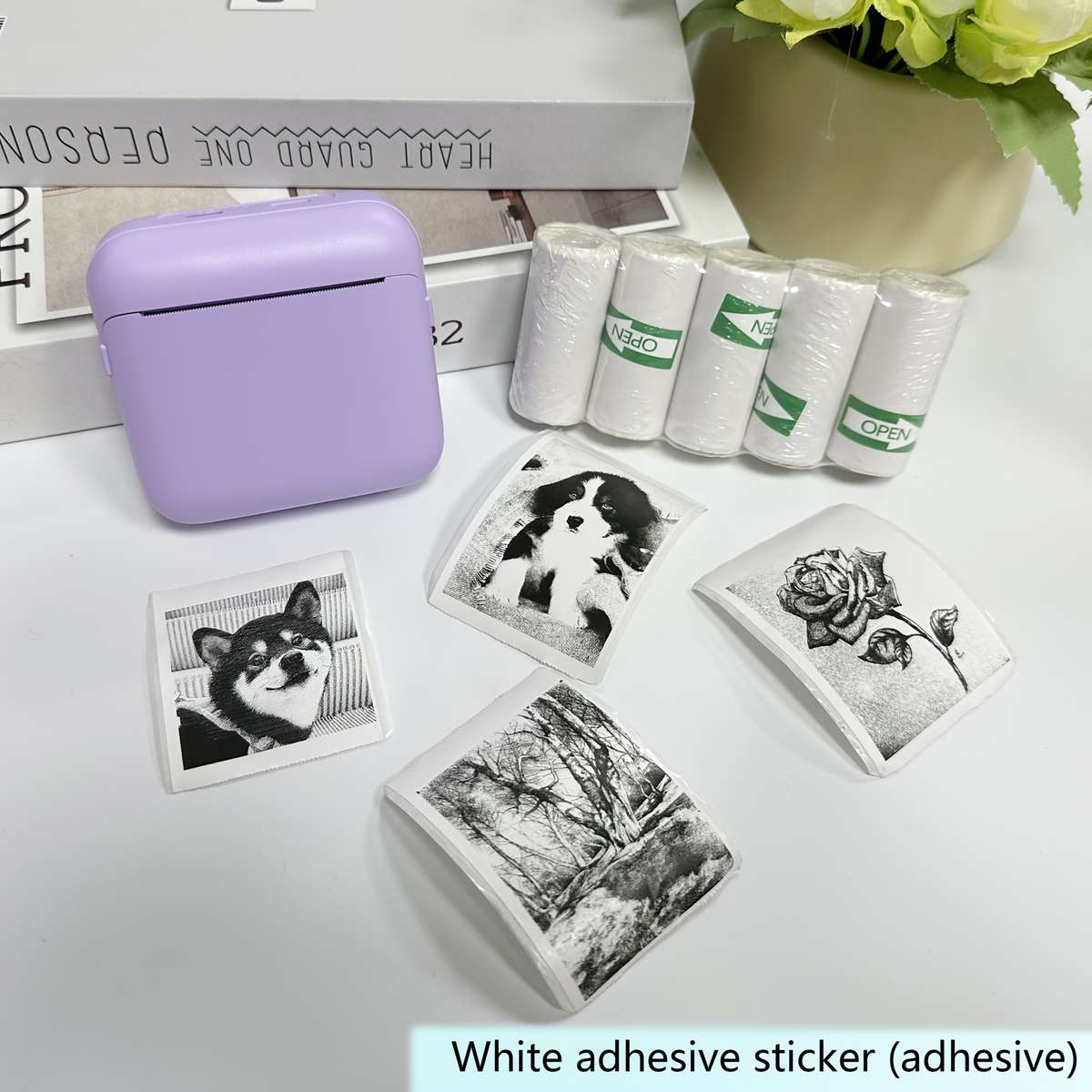 Printer Color Blue 5 Thermal Paper 5 Adhesive Stickers