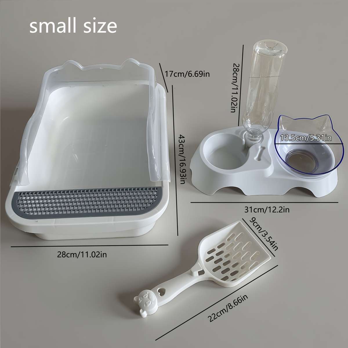 Pet supplies Items Extra Large Cat Litter Scoop and Self    Filling Food Bowl Set