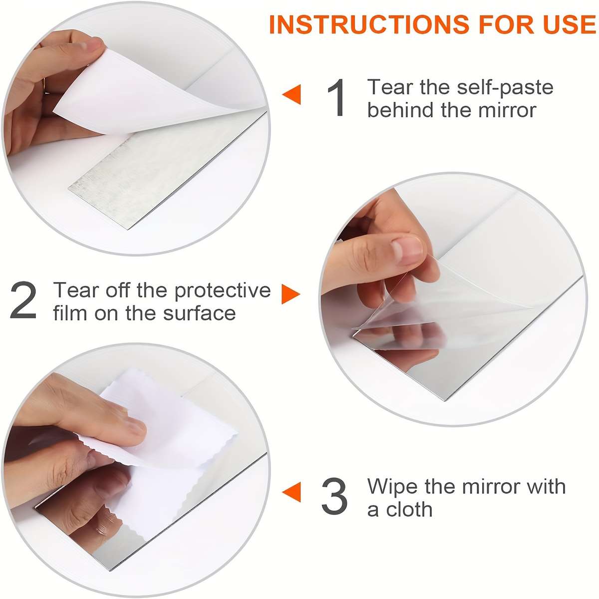 Classic Static Cling Furniture Wrap color Mirror Silvery size 50x5cm 10pcs