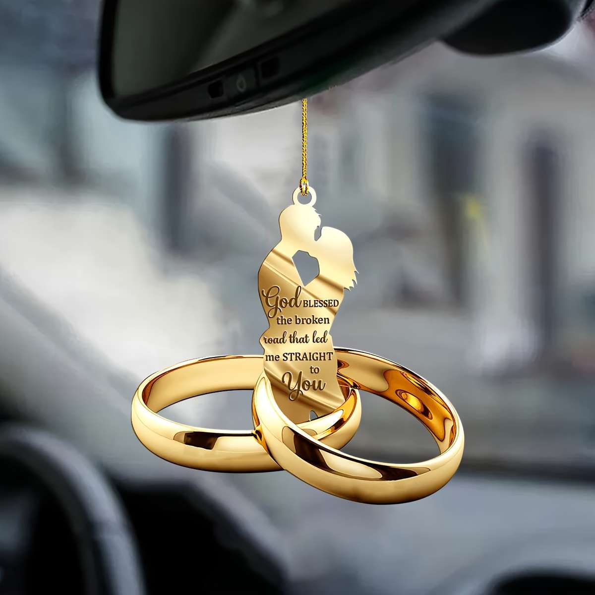 Your Flat Rearview Mirror Matching Car Pendant Acrylic Couple Ring Charm Kiss