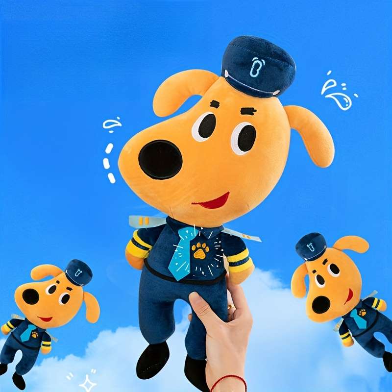 Plush Toys Color Dog With Blue Cloth