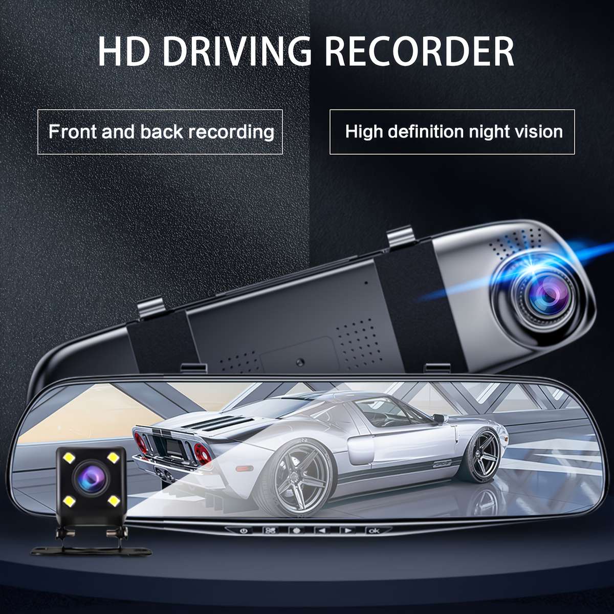 Dashcam Items 5-Inch Rearview Mirror Dual Recording