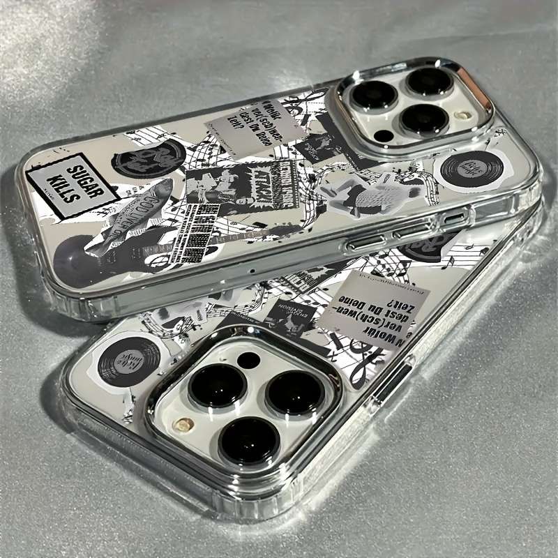 1Pc Mixed Color  For iPhone 16 Retro Guitar Phone Case